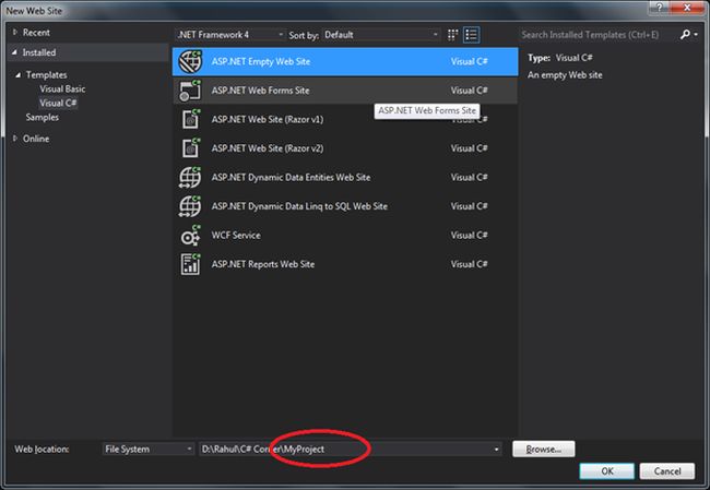 create empty web Site